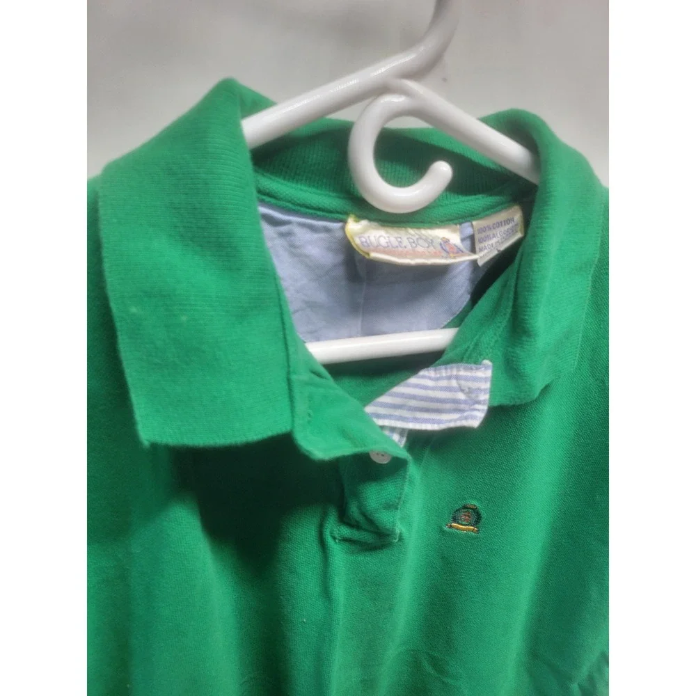 Bugle Boy Vintage Green Short Sleeve Pique Polo Shirt Embroidered Logo Mens L